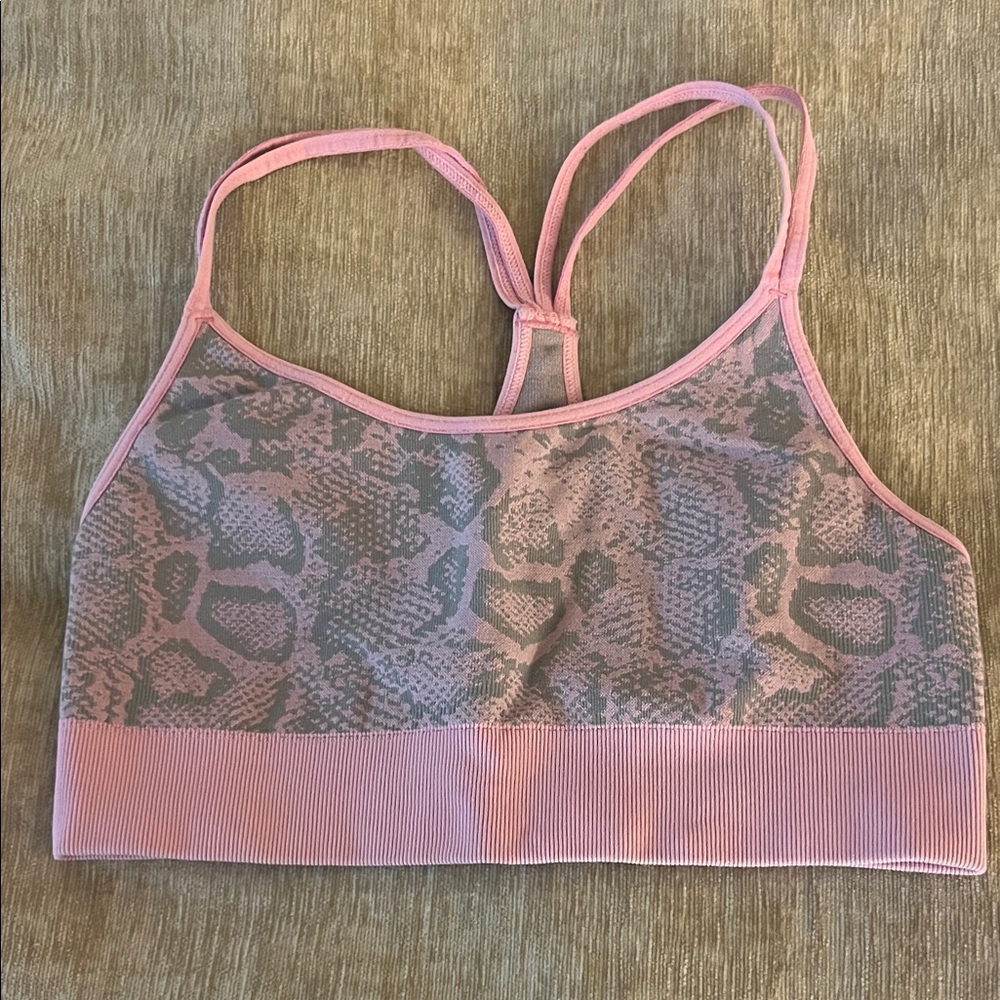 Bombshell Sportswear Pink and Gray Sports Bra